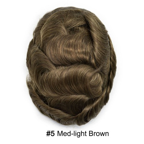 Mens Toupee Human Hair Systems Full Poly Thin Skin Hair Piece Replacement System - Picture 30 of 159