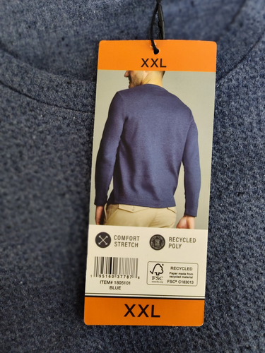 English Laundry Mens 2XL Comfort Stretch Long Sleeve Crewneck Shirt XXL Blue New - Picture 5 of 5
