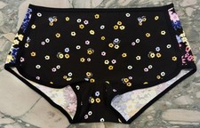NEW Victoria Secret PINK Cotton Trim Boyshort - Black Floral - XL