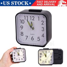 Small Travel Alarm Clock Analog Battery Operated Silent With Light No Ticking