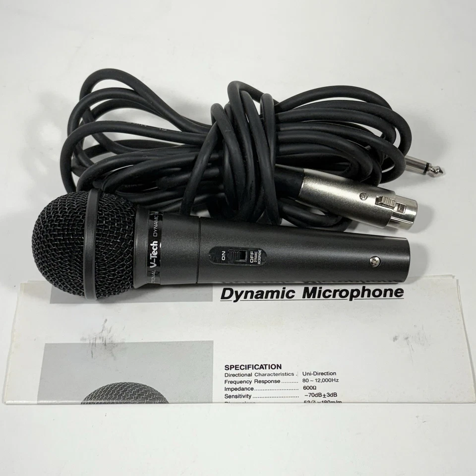Microphone V-TECH VT-1030 Uni-Directional Dynamic 600 OHM Barely Used Great Cond - Image 3 of 4