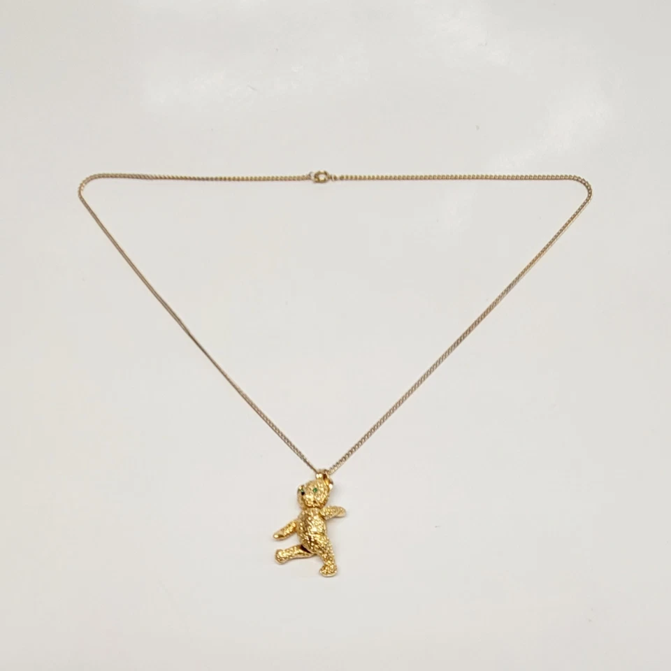 De Colección NAPIER Articulado Articulado Oso de Peluche Broche Colgante Collar Tono Dorado Foto 4 de 4