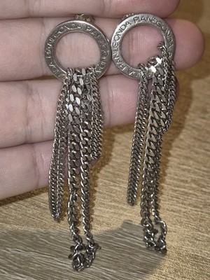 Designer Pianegonda Italy Sterling Silver Chandelier Dangle Chain Stud Earrings