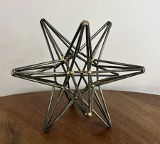 Metal 3D Star Art Sculpture Figurine Silver Gold Desk Home Decor 9”