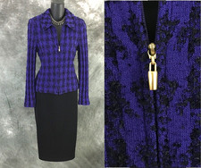 BEAUTIFUL St John jacket mid night blue black multi knit suit blazer size 4
