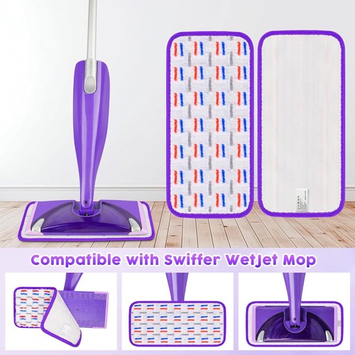 Confezione da 6 Tamponi Riutilizzabili per Swiffer WetJet Spray Mop, Tamponi Bagnati Ricarica... - Foto 2 di 5