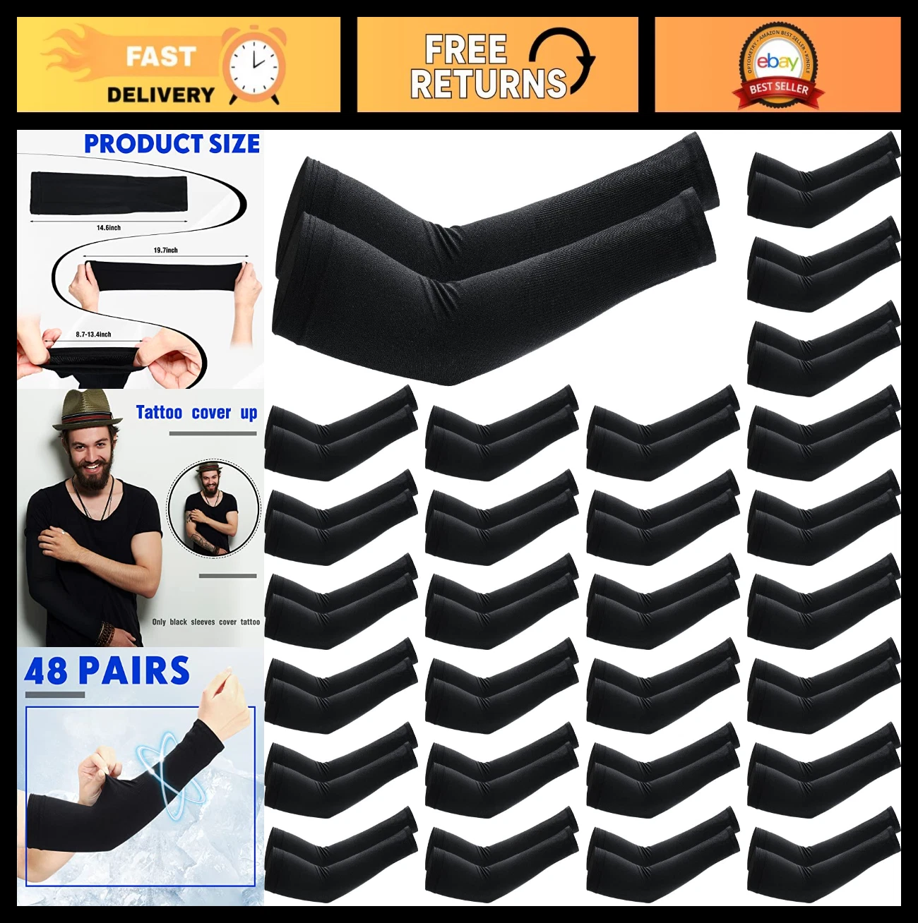 48 Pairs Cooling Arm Sleeves UV Protection Compression Tattoo Cover for Sports
Opens in a new window