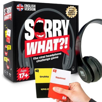 Sorry What - Hilarious Lip Reading Adult Card Game - 22.5 x 22 x 7 cm, Black 