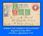 GB #B70b  - Jersey German Occupation 1942, Registered RP47  4½d Puce + 2½d