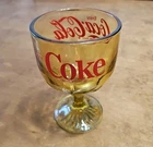 Vintage Coca Cola Amber Goblet Glass / Ice Cream Sundae Glass 6" Tall