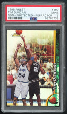 Topps 1998-99 Finest Tim Duncan #190 No-Protector Refractor PSA 9