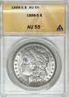 1888 S MORGAN SILVER DOLLAR ANACS AU55 NICE COIN - GREAT STRIKE!!