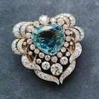 3Ct Heart Cut Lab Created Blue Topaz Brooch Pin 14K Two Tone Gold Plated Silver