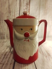 Vintage RARE Dan Brechner Japan Electric TEA POT - Christmas SANTA Painted 7.5"