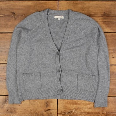 Vintage LOFT Strickjacke L Damen V-Ausschnitt grau