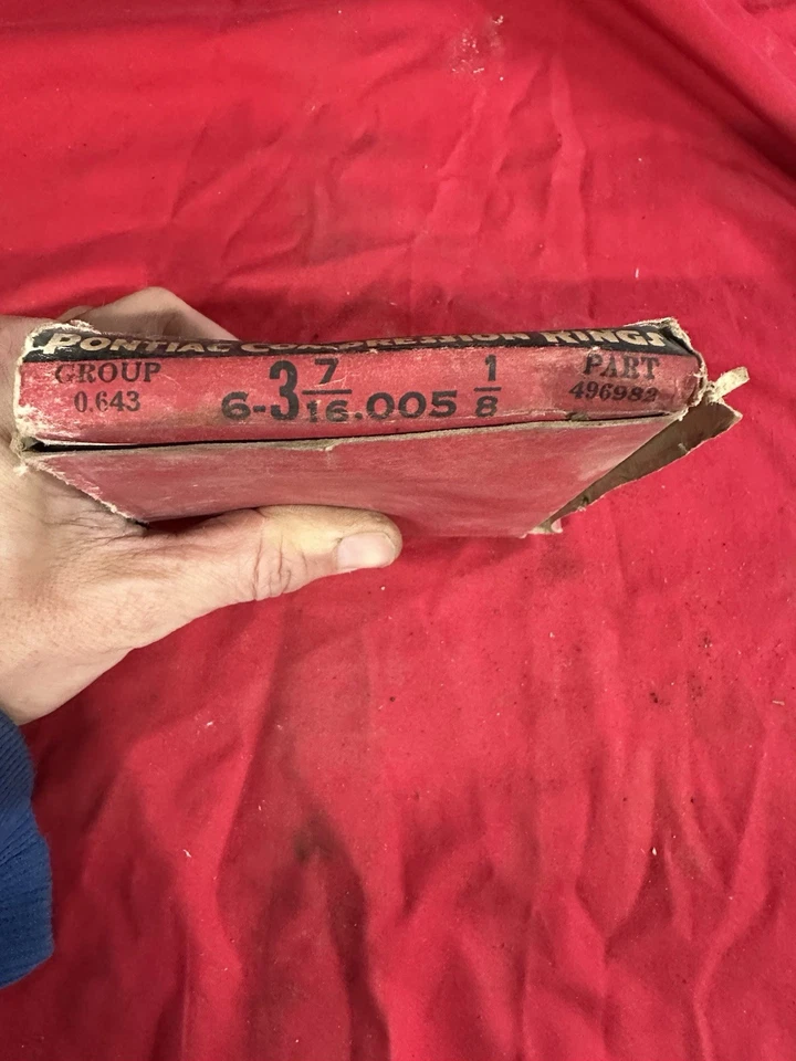 Juego de anillos de compresión Pontiac vintage NOS Sealed Power 496982 6-3 7/16 .005 1/8 Foto 3 de 4