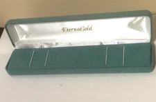 EternaGold EMPTY Bracelet Box teal green velvet with insert 8.5" long 1.25" deep