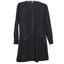 J. Crew Pintuck Drop Waist Shift Dress Wool Blend Long Sleeve Gray Size 4