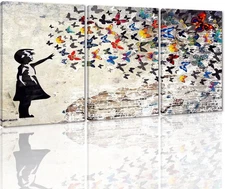 Colorful Graffiti Wall Art Funny Butterfly Paintings Banksy Street Art Mural Pop
