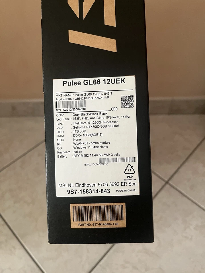 MSI Pulse GL66 12UEK - Immagine 4 di 4