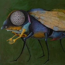 Metamorphosis Bow Tie Unknown Russian Framed Oil on Canvas 1980s