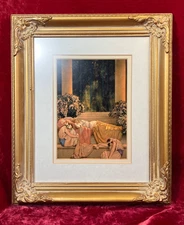 "Sleeping Beauty" by Maxfield Parrish Art Nouveau Beautiful Framed Matted Print
