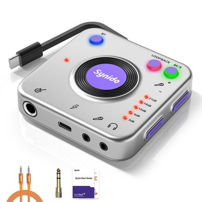 Portable Guitar Audio Interface, 24-bit/96kHZ Audio Adapter with USB-C, Inst....