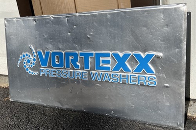 #ad Vortexx Pressure Washer Advertising 36”x18” Metal Dealer Tacker Tin Sign Chrome $49.99