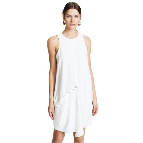 Tibi Asymmetrical Sleeveless 3 Snap Shift Dress Black Sz O Contemporary Artsy - Picture 3 of 10