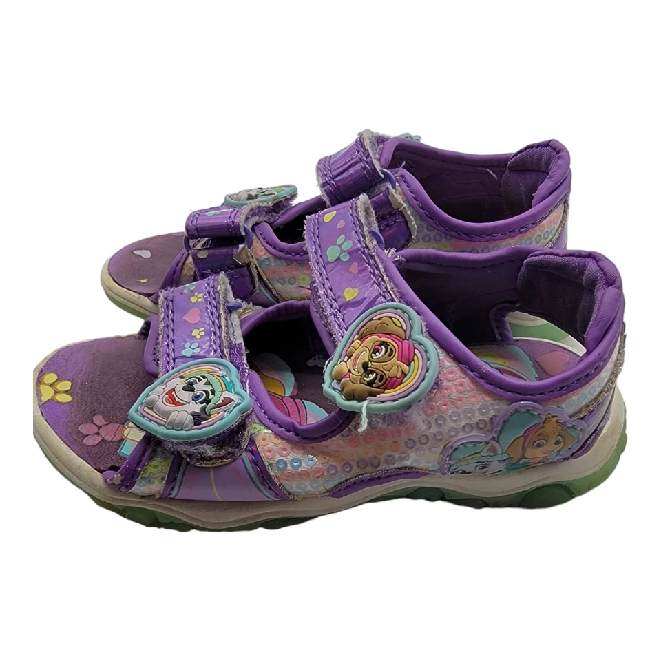Sandalias Paw Patrol Niñas Talla 10 Calzado de Verano Púrpura Iluminado Parte Inferior Foto 4 de 4