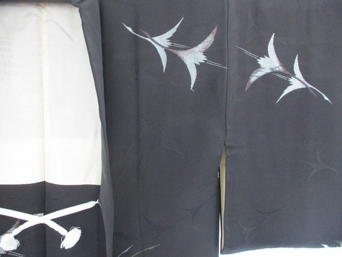 Chaqueta Kimono Haori Japonesa Vintage Seda Negra Cresta Familiar Altura 31.1 pulgadas - Imagen 7 de 23