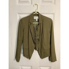Bar III Brand Cropped Olive Green Blazer Jacket