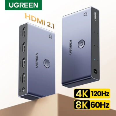 3 Port HDMI 2.1 Switcher ULTRA HD 8K 120Hz 3 In 1 Out Selector Splitter Hub