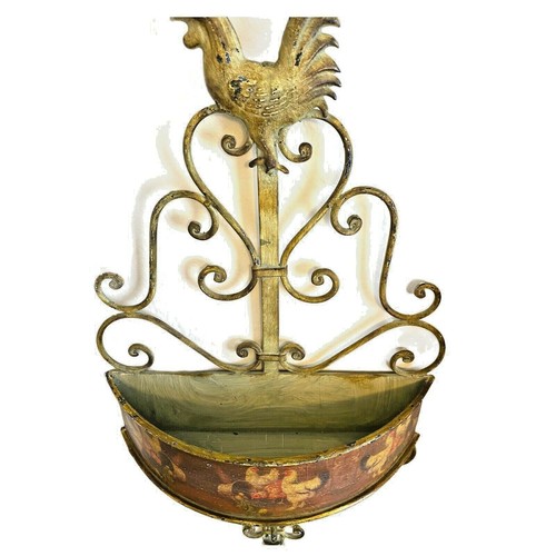 Vintage Country Farmhouse Rooster Rustic Painted Metal Shabby Large Wall Shelf - Picture 4 of 12