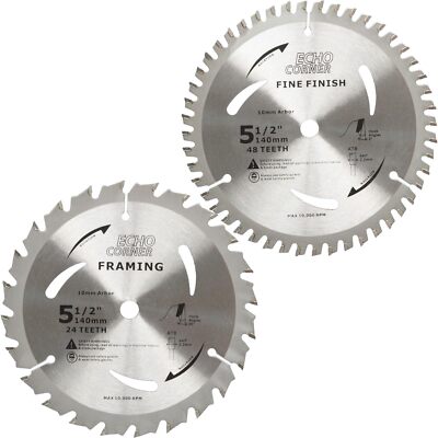5-1/2'' (10Mm Arbor) Circular Saw Blades 48Tooth+24Tooth, Heavy Duty Combo Pack C