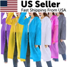 Unisex Adult Waterproof Raincoat Rain Coat Hooded Jacket Poncho Rainwear Camping