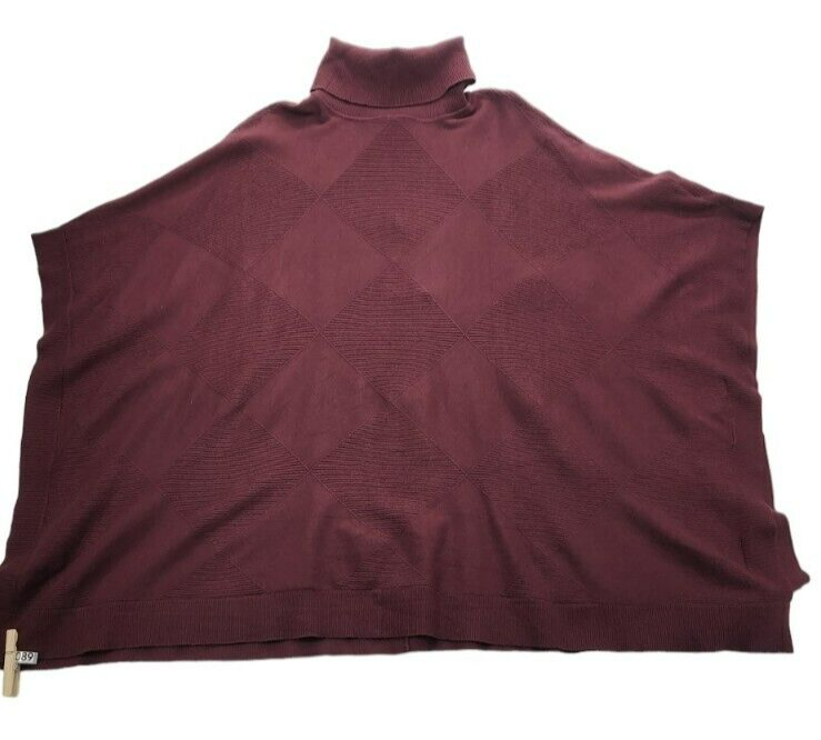 Alfani Novel Poncho size small burgundy Turtleneck short sleeves      J089