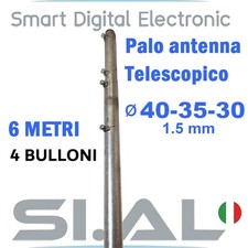 Palo antenna telescopico 6 metri 40-35-30 con 4 bulloni acciaio zincato a caldo