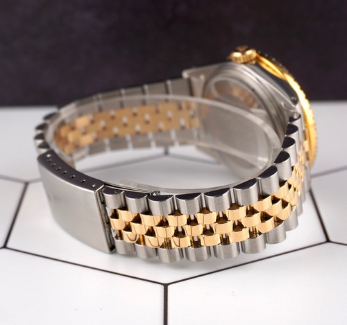 Rolex da Uomo Datejust 36mm 18k Yg & Acciaio Iced 2.50ct Diamante Azzurro Dial - Foto 6 di 12