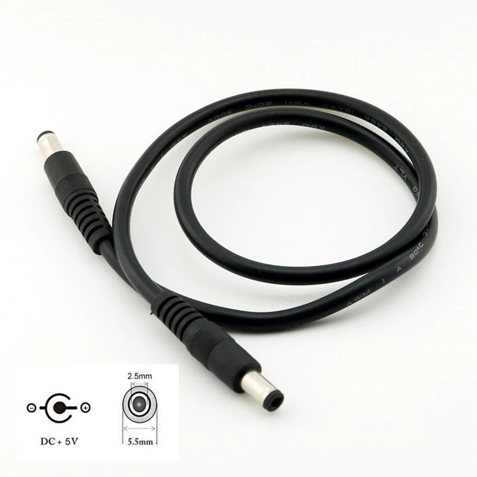 100x CCTV DC Power 5.5 x 2.5mm Male To Male Connector Extension Cable 50cm 18AWG - Image 2 of 4