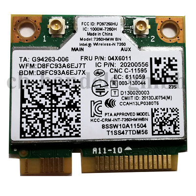 04X6011  INTEL WIRELESS WiFi 7260 B N 7260HMW W-LAN 802.11a/b/g/n 300MBPS CARD
