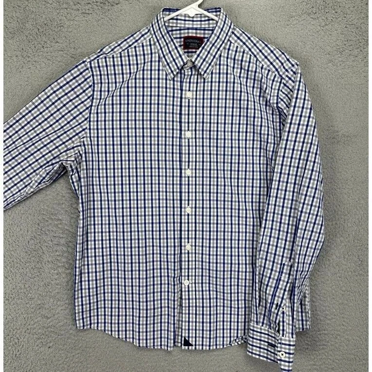 UNTUCKit Button Up Shirt Adult Medium Blue Gingham Plaid Long Sleeve Casual Mens