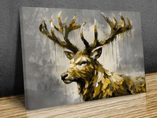 Scottish Stag abstract art mounted canvas print art ready to hang