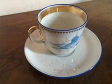 Porcelain Tea Turkish Coffee Cup and Saucer 19th century Old Paris Porcelain
