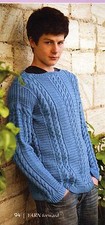 ~ Pull-Out Knitting Pattern For Men & Boys' Jacob's Ladder Sweater ~ 30" ~ 58" ~