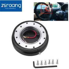 6-Hole Steering Wheel Black 1" Thin Quick Release Short Adapter Kit Universal 4