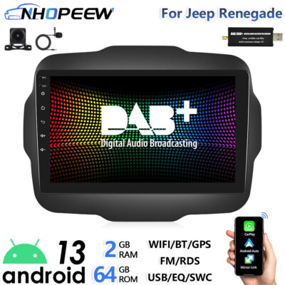 DAB+ Android 13 Autoradio Apple Carplay GPS Navi DSP Für Jeep Renegade 2+64GB BT
