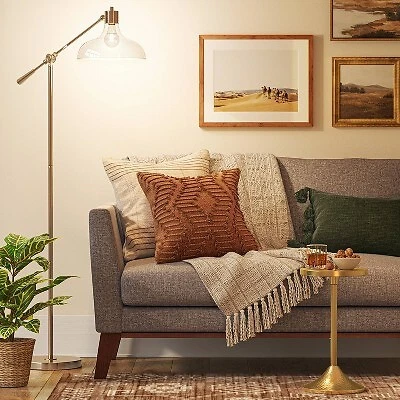 Crosby Bell Glass Shade Floor Lamp Brass Threshold