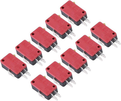 10pcs Taste Mikroschalter Red Push Button Mikroschalter Ersatz für Spiel