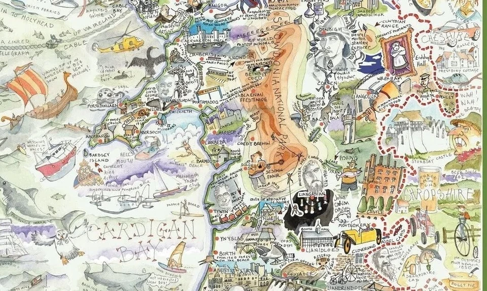 Comical Map Of Wales CYMRU Artwork By Tim Bulmer 1000 Piece Puzzle For Adults - Image 3 of 4